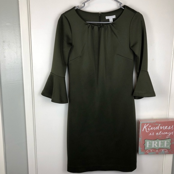 Green Bell Sleeve A-Line Dress - Picture 2 of 5